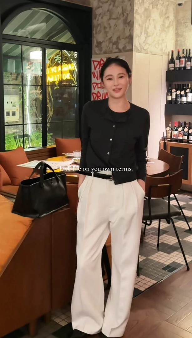 陈妍君【白色秋款醋酸显瘦锥形裤老钱休闲裤直筒】CYJ-TTO367-T092