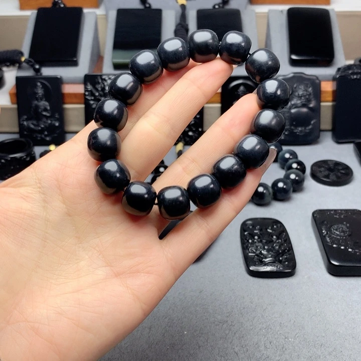 和田玉（墨玉）手串未镶嵌特价14mm