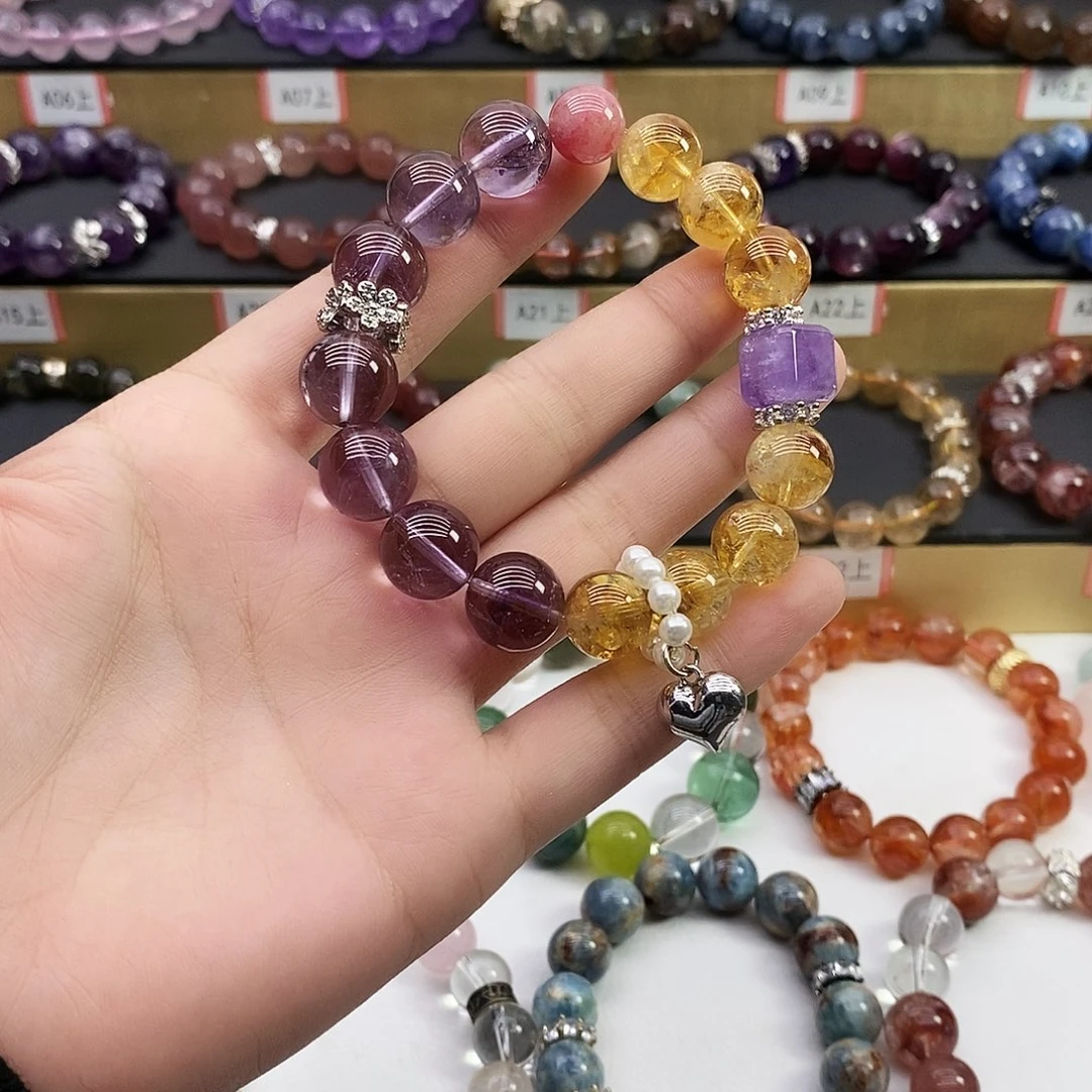 水晶手链未镶嵌黄紫