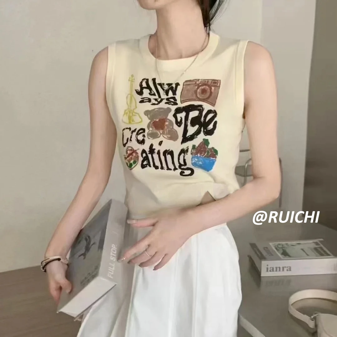 韩系字母针织背心2025新款夏日穿搭百搭时尚轻松get松弛感