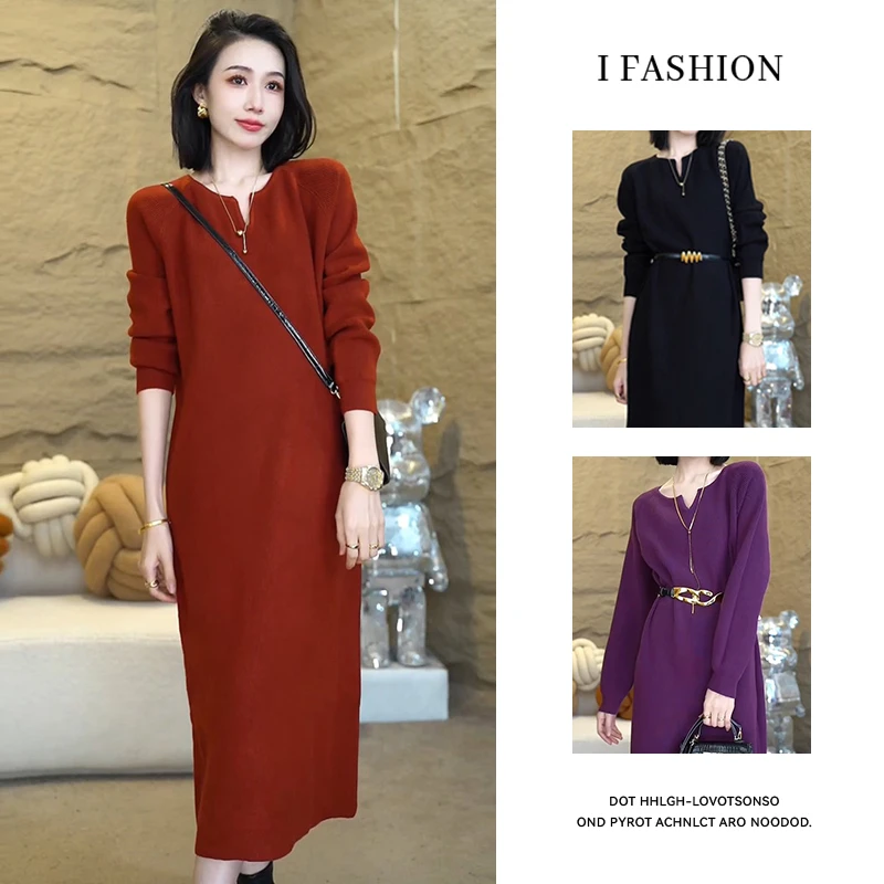 法式气质针织连衣裙女2025秋季新款高端精致洋气宽松显瘦长裙子潮