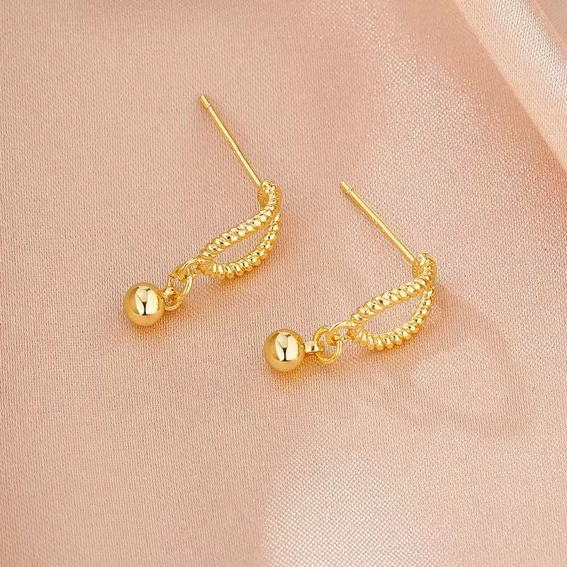 欧伦诗 铜合金耳饰 中古风 小众设计麻花缠绕耳钉