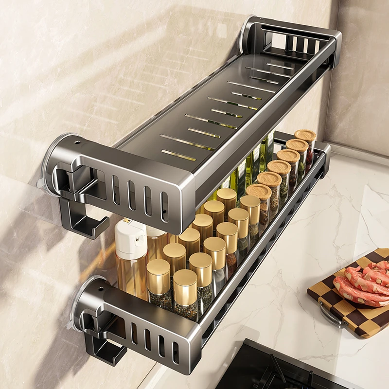 吸盘厨房置物免打孔壁挂式墙上调料品多功能用品家用收纳神器架子