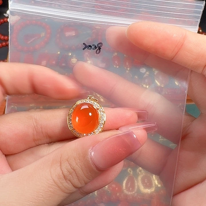 南红玛瑙银S925镶嵌冰红