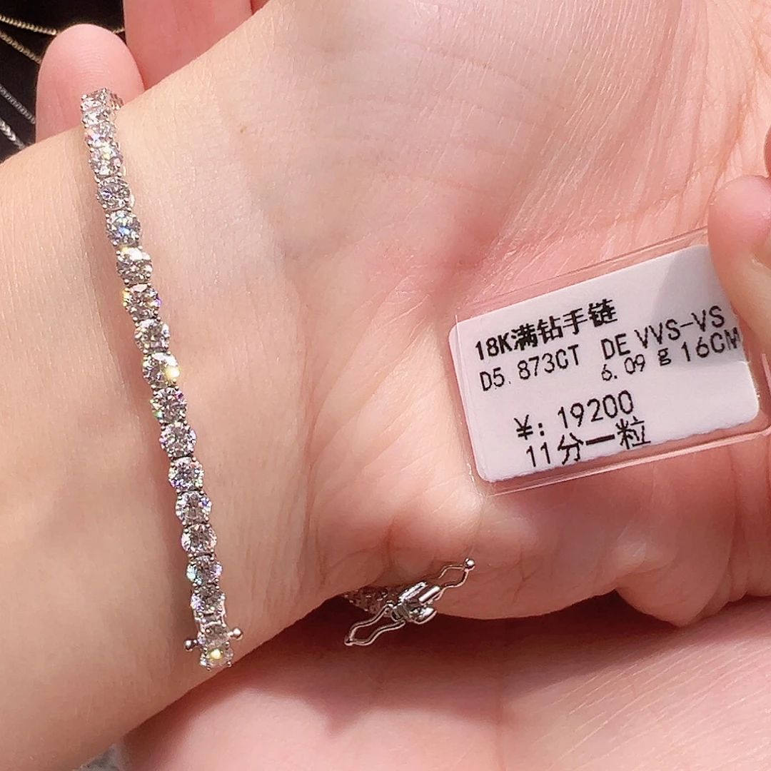 套链实验室培育钻石18K金镶嵌单颗11分，网球款手链