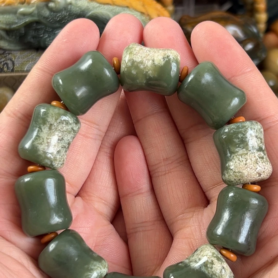 手串未镶嵌岫岩河磨玉（透闪石质玉）知*心