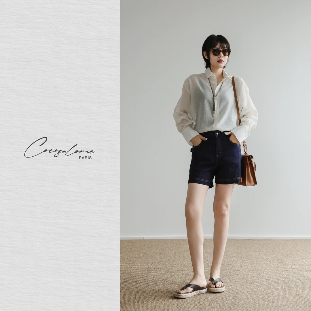 韩彬彬"蓝鲸"夏季海边度假出片热裤显瘦透气百搭牛仔短裤1901-2