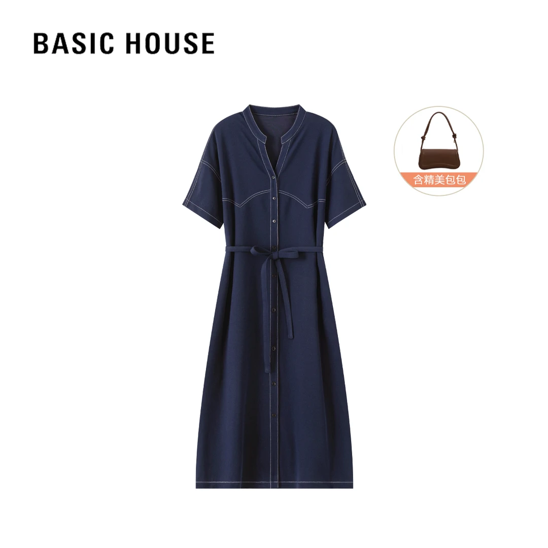 【Basic House/百家好】D夏季新款连衣裙气质连衣裙系带B0695B55582