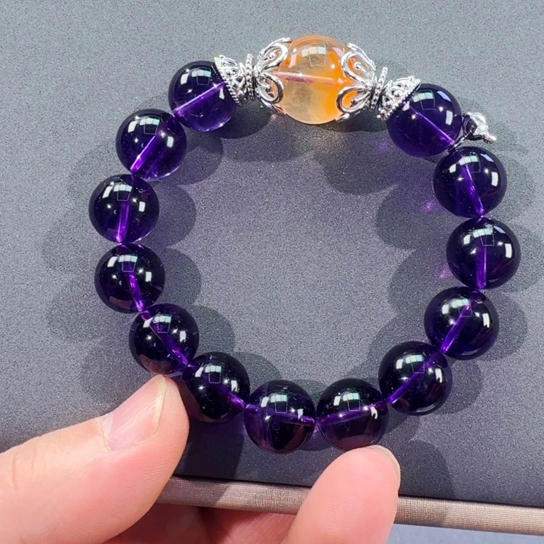 紫晶手串银S925镶嵌高品质