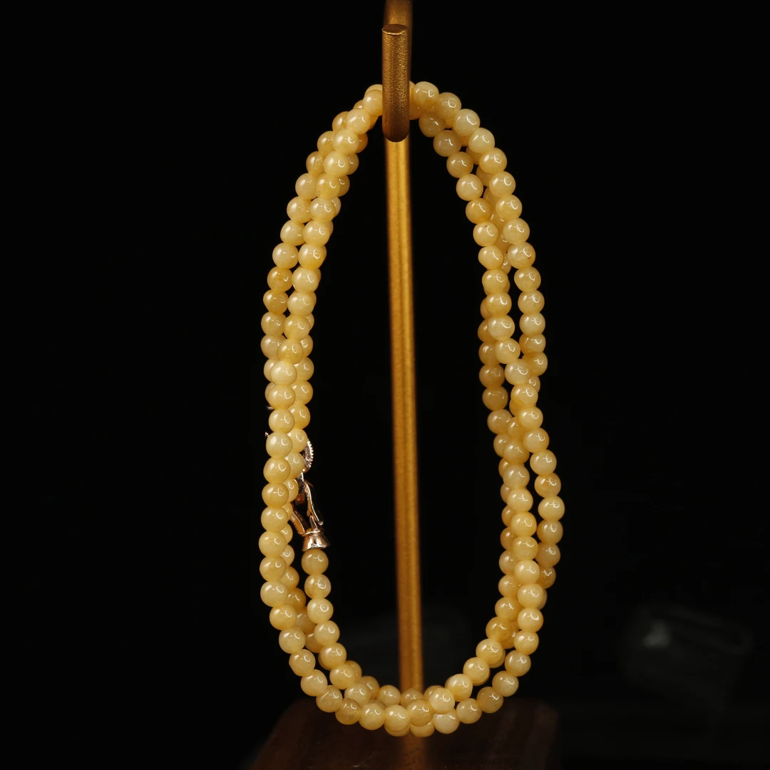 2天然缅甸翡翠A货黄珠链/100123/上海嘉禾拍卖