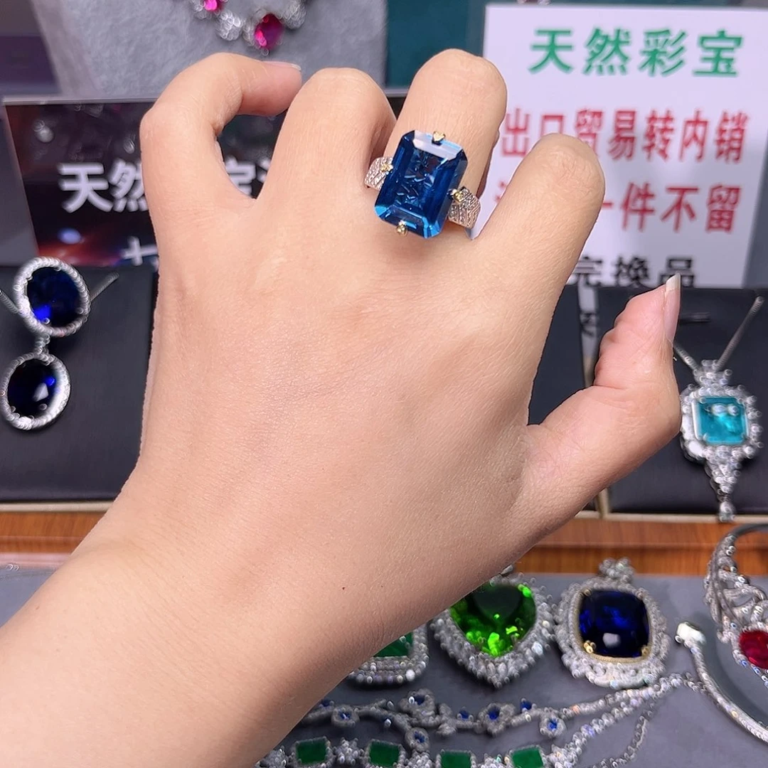 蓝宝石戒指银S925镶嵌m 116