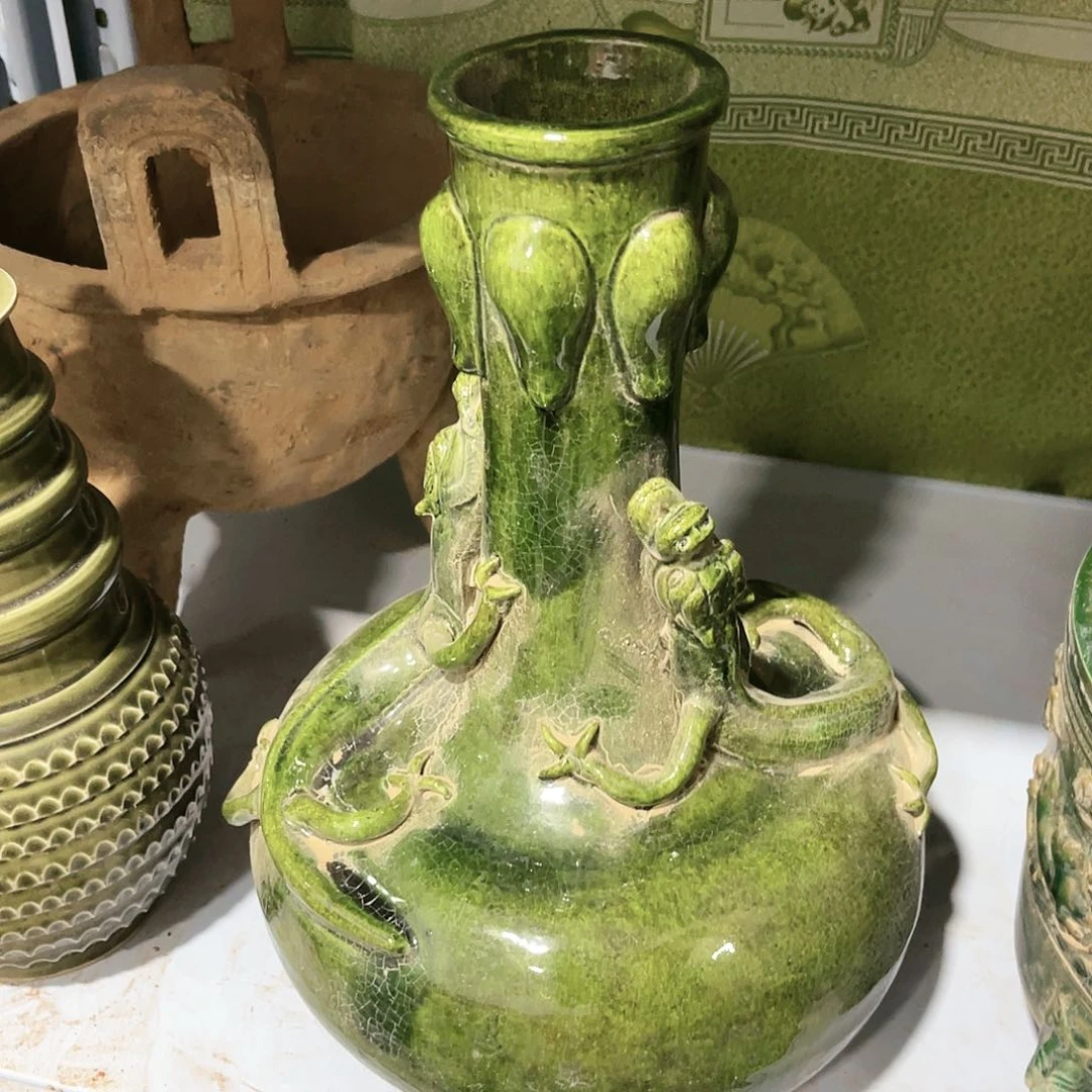 瓦当摆件摆件茶桌茶台陶瓷奋****春