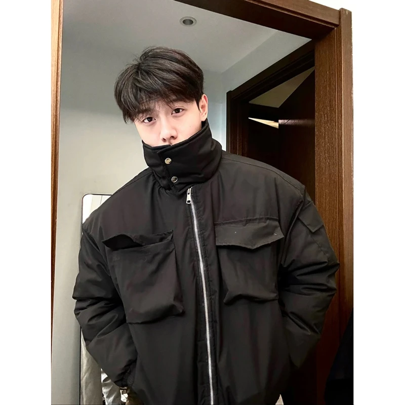不是斌子立领冬季轻骑士夹克棉服挺阔宽松加厚痞帅短款bomber外套