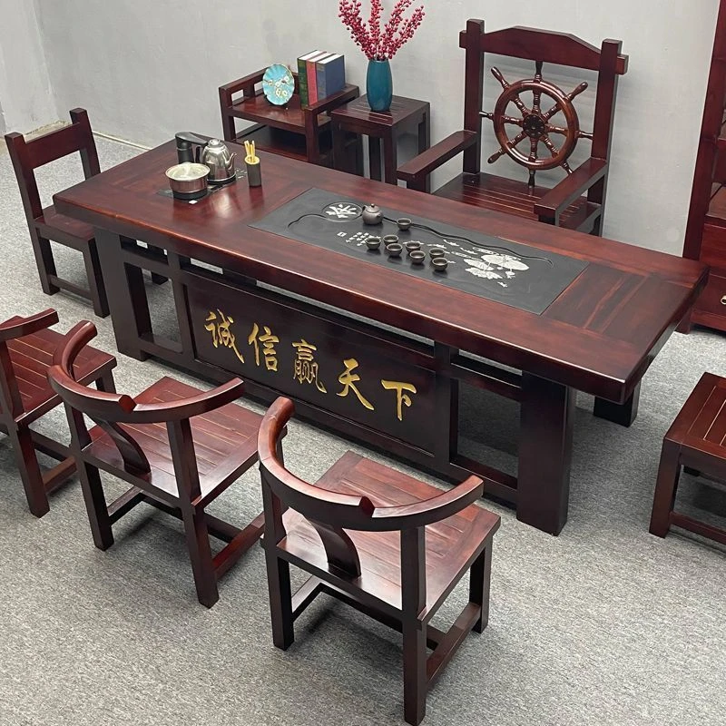 海南相思木茶桌椅组合实木新中式茶几办公桌简约一体刻字泡茶茶台