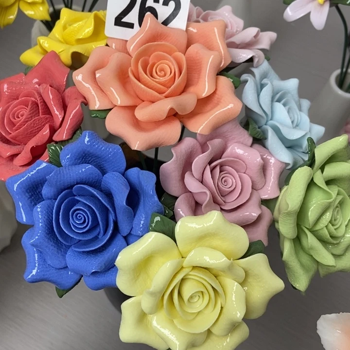 陶瓷手工制作陶瓷花9朵