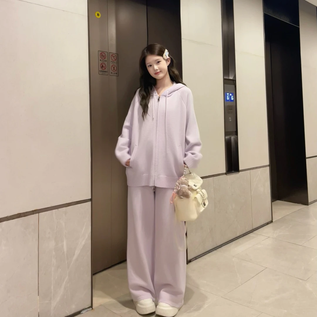 LIRUI【早八天菜】连帽针织两件套秋季新款宽松慵懒休闲时尚套装