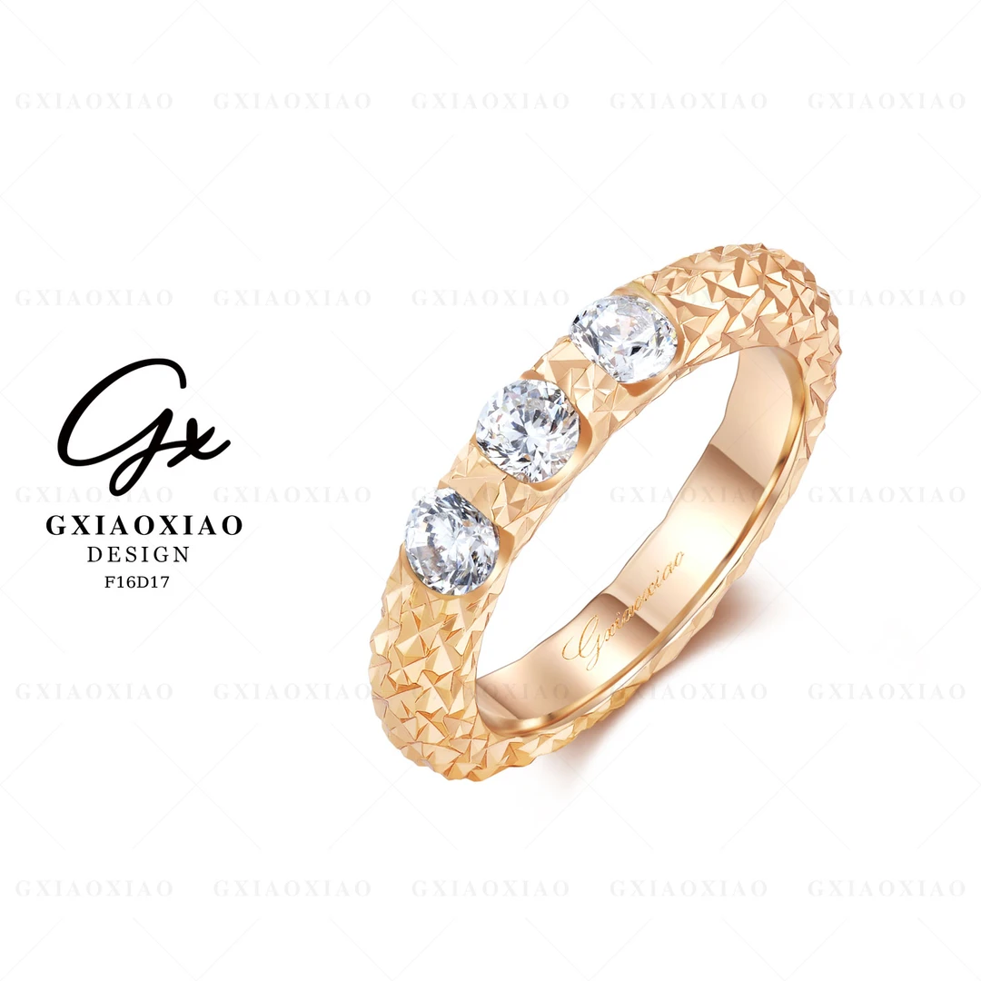 G XIAOXIAO 镀K金 【环星】轻奢高级气质碎闪感戒指 F16D17