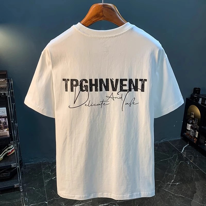 U&PURA夏季高级感男士短袖t恤薄款字母印花半袖T恤潮流高端男装