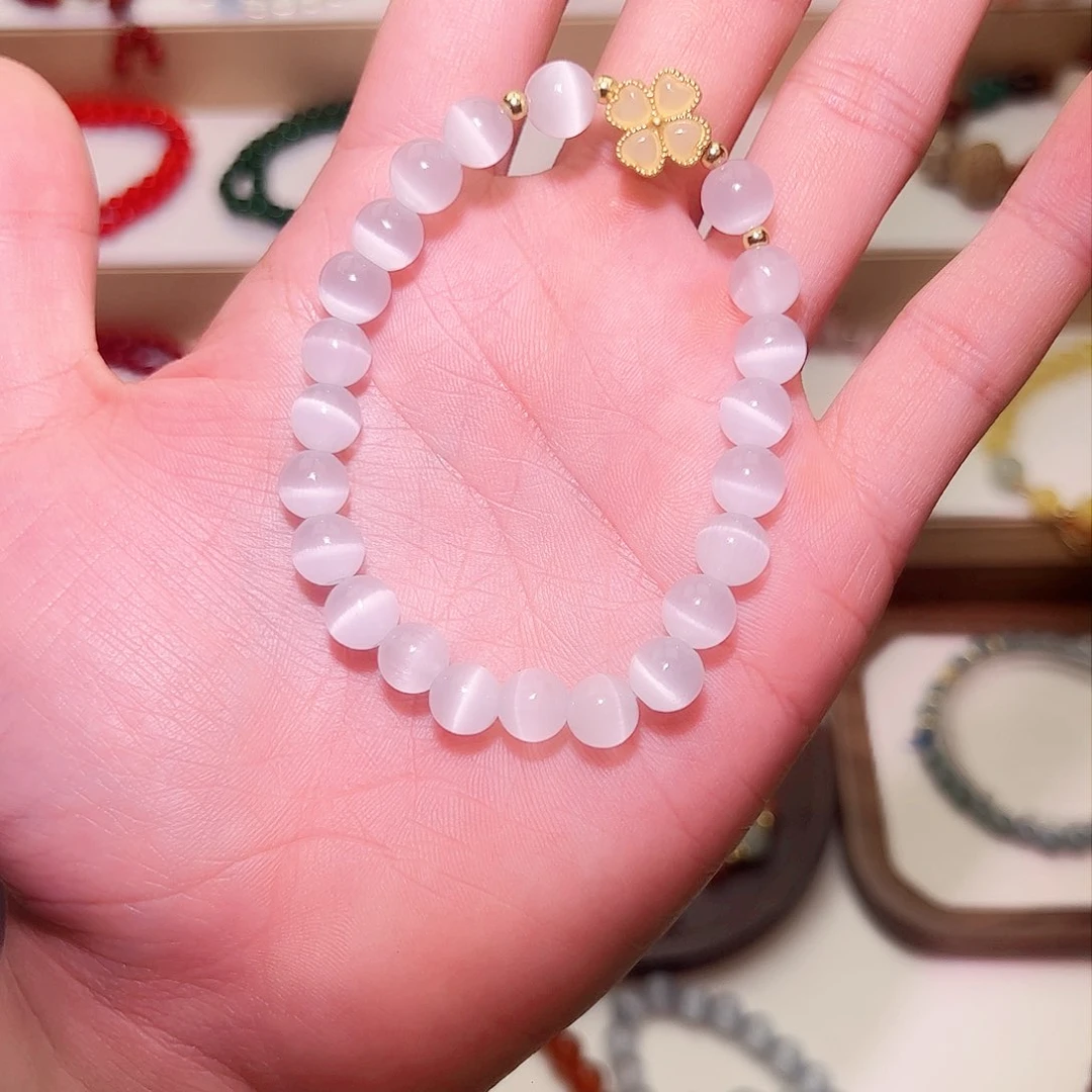 石英质玉手链未镶嵌白猫眼手串