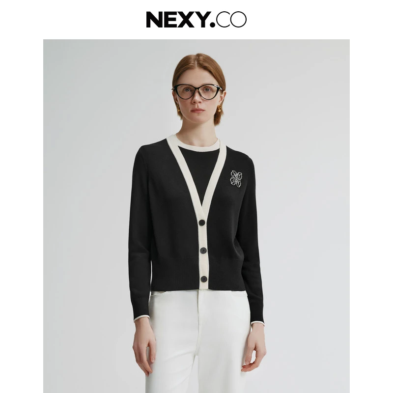 NEXY.CO/奈蔻简约长袖休闲外披衫XI00291W0/XI00290I6