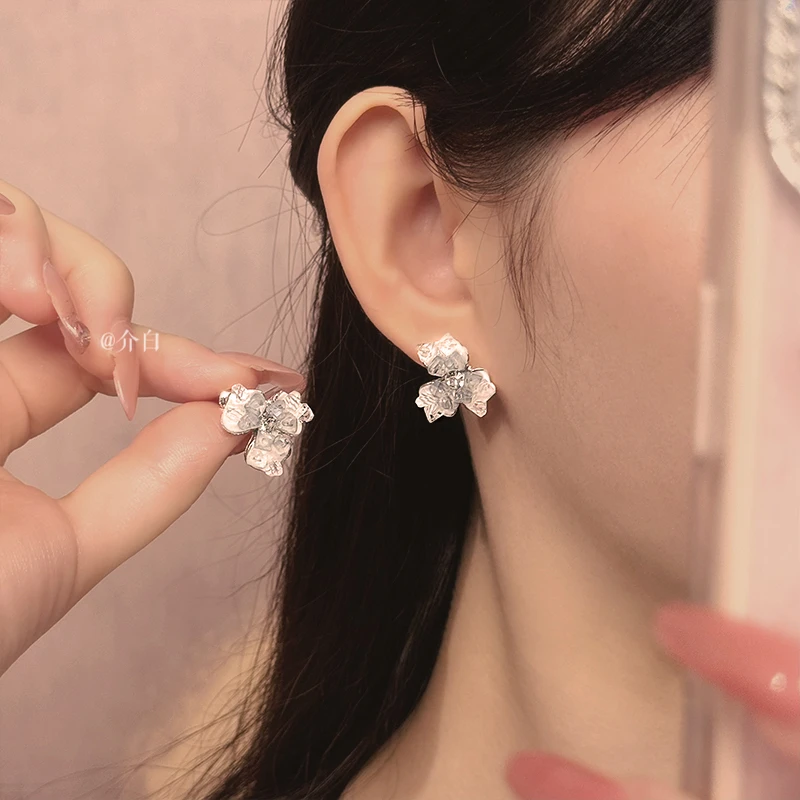 铜合金耳饰 蓝色森系日韩女耳钉耳饰轻奢甜美百搭时尚精致