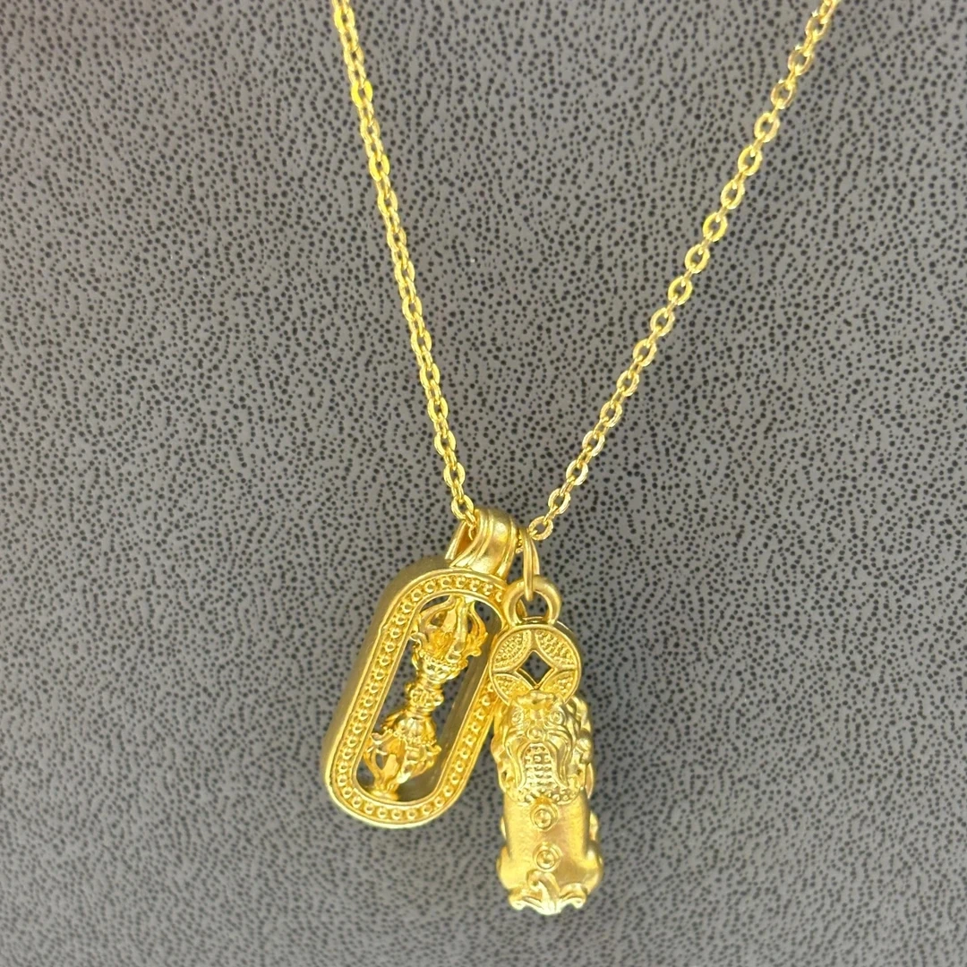 水贝供应链 足金999貔貅加金刚杵两个配件拍一发二 赠合金链