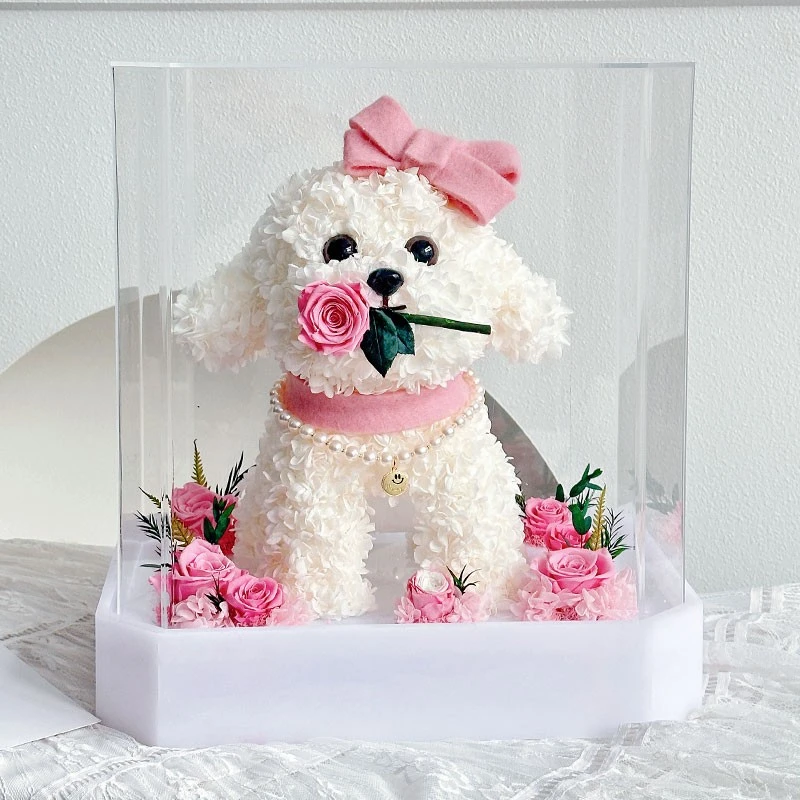 大号马尔济斯狗狗永生花小狗比熊真花礼盒告白送女友闺蜜生日礼物