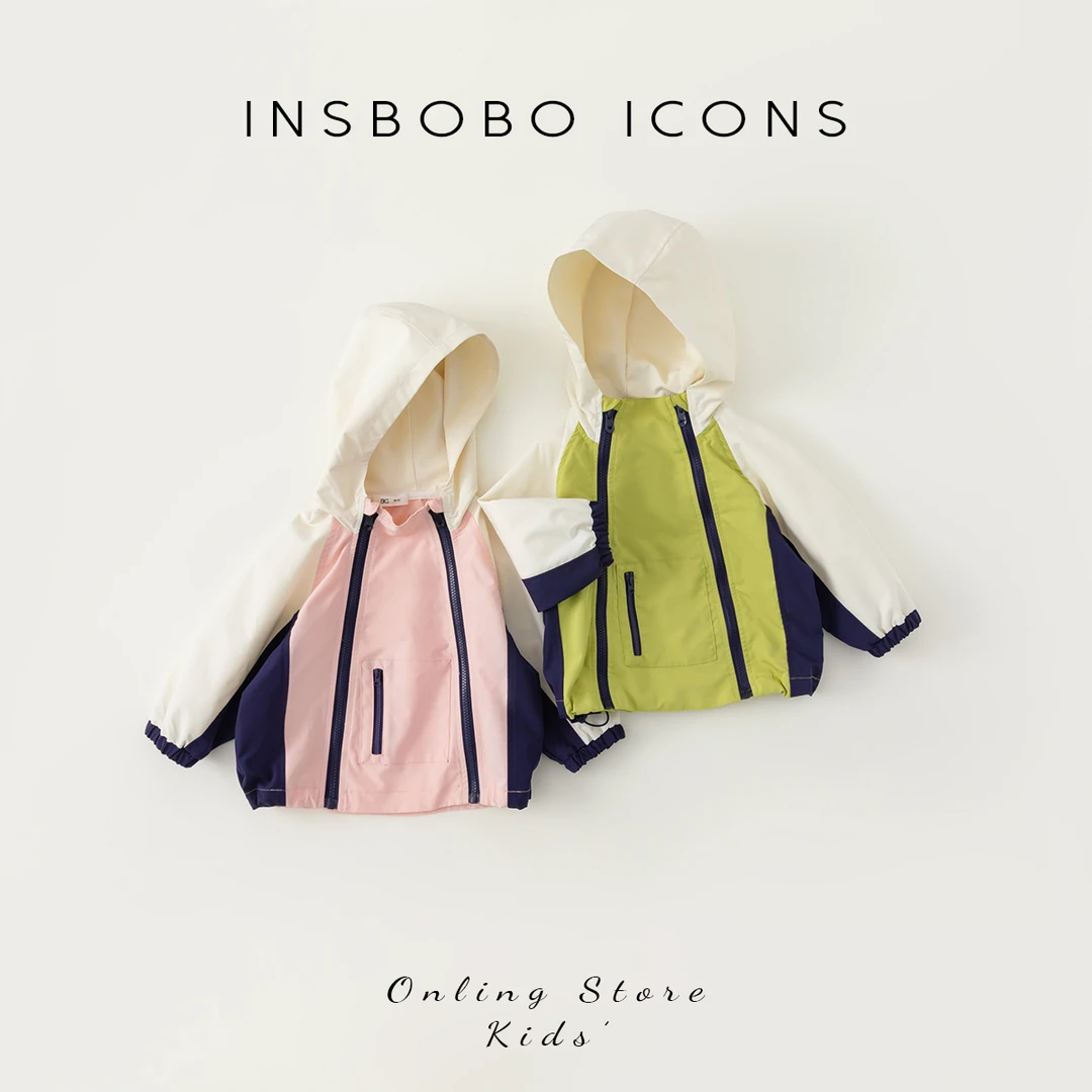 INSbobo儿童春秋宝宝撞色外套男女宝拼色休闲百搭小童CY83015