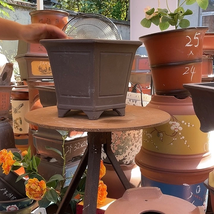 2个32素面六方花盆紫砂花盆紫砂