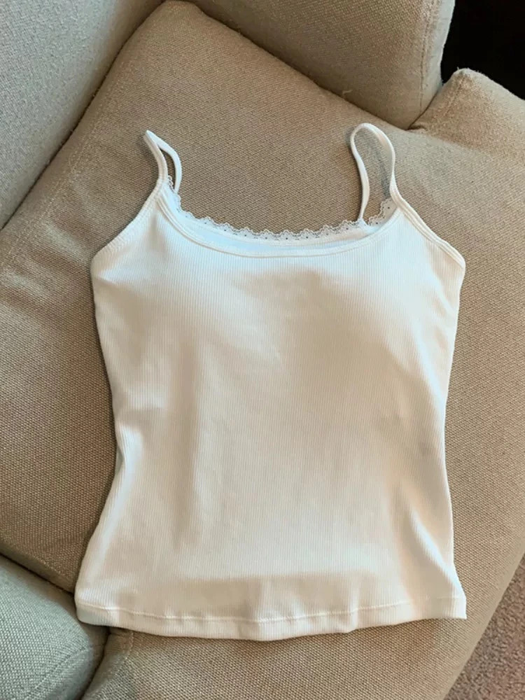 【小小专属】假两件·蕾丝含胸垫背心吊带女美背YZLPP0325