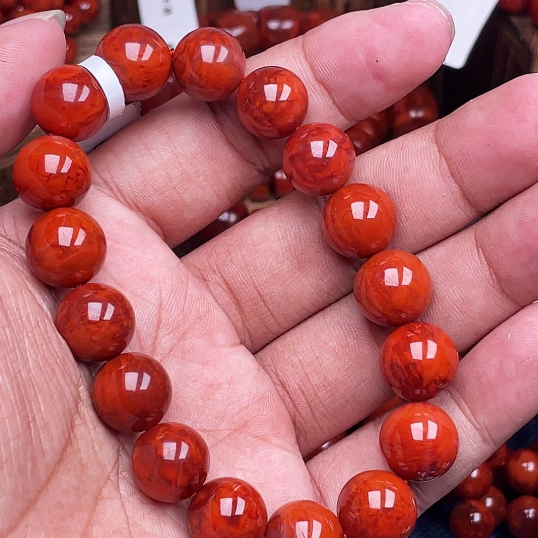 波***惊南红玛瑙未镶嵌手链南红瓦西卡12火焰