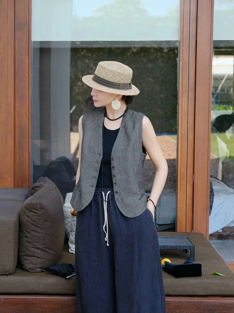 春夏新款人字纹马甲叠穿百搭修身马甲女2549