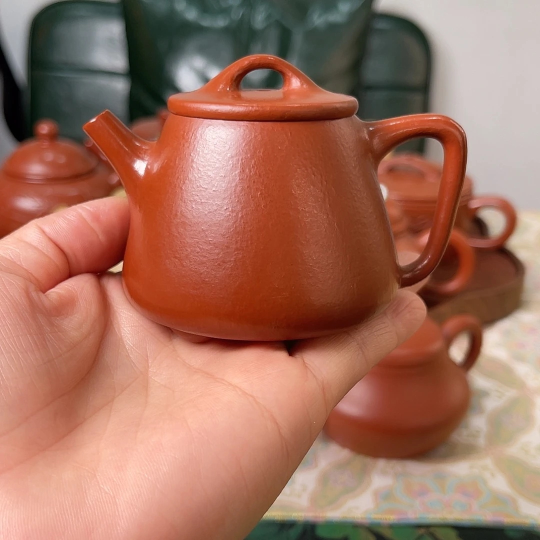 启***点紫砂茶壶高石瓢朱泥壶