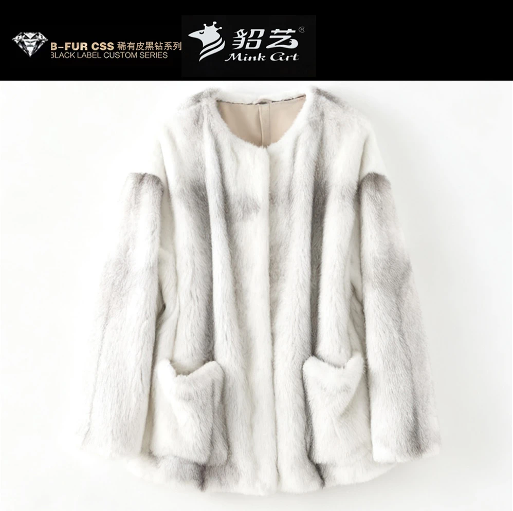 貂艺 BESS FUR | 【极光】圆领进口银十字稀有皮进口水貂毛ZH71