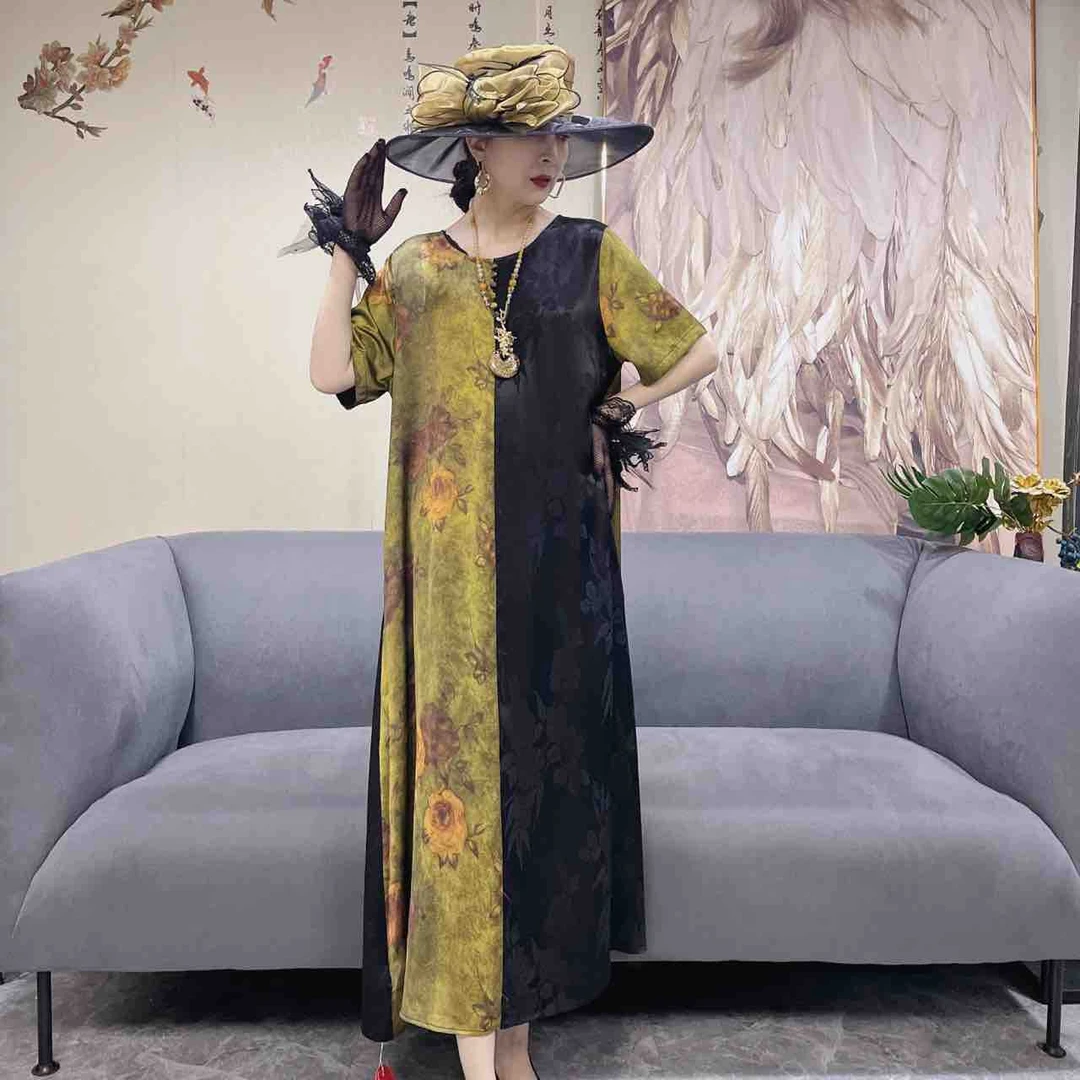 8510国潮风高端女装中国风新中式妈妈装高贵上档次夏季连衣裙