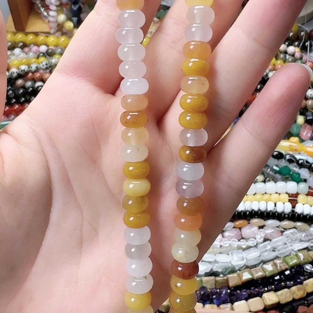 未镶嵌玛瑙/玉髓珠宝半成品卡8金丝玉算盘珠一条