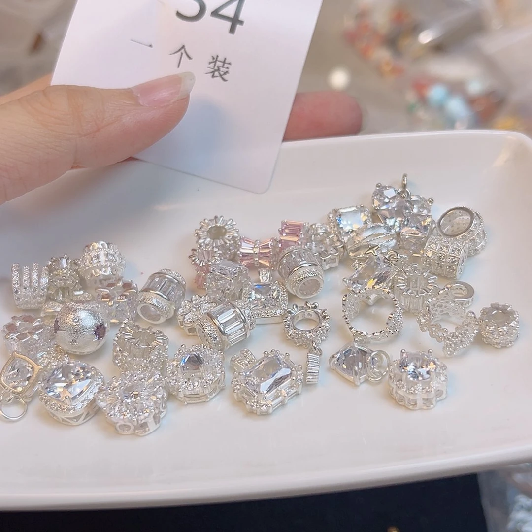 水晶珠宝半成品银S925镶嵌54 。
