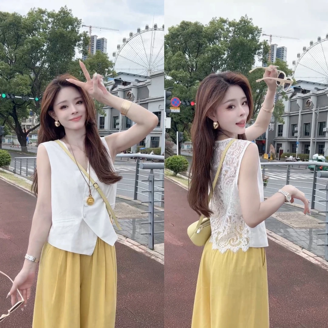 【晓溪服饰】夏季新款无袖气质背心时尚百搭马甲衬衫6320