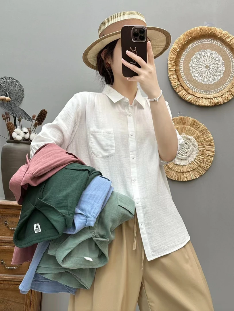 纯色衬衫休闲夏季翻领拼接休闲中袖百搭薄款吸汗常规宽松上衣韩版