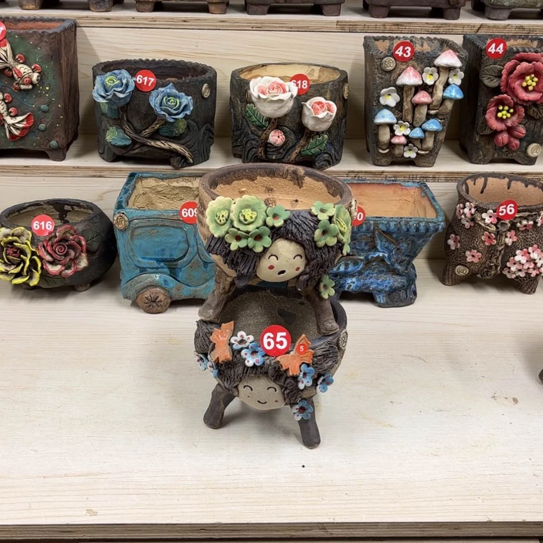 【闪购商品】紫砂花盆雨*石65号内口11.5外高12-2个