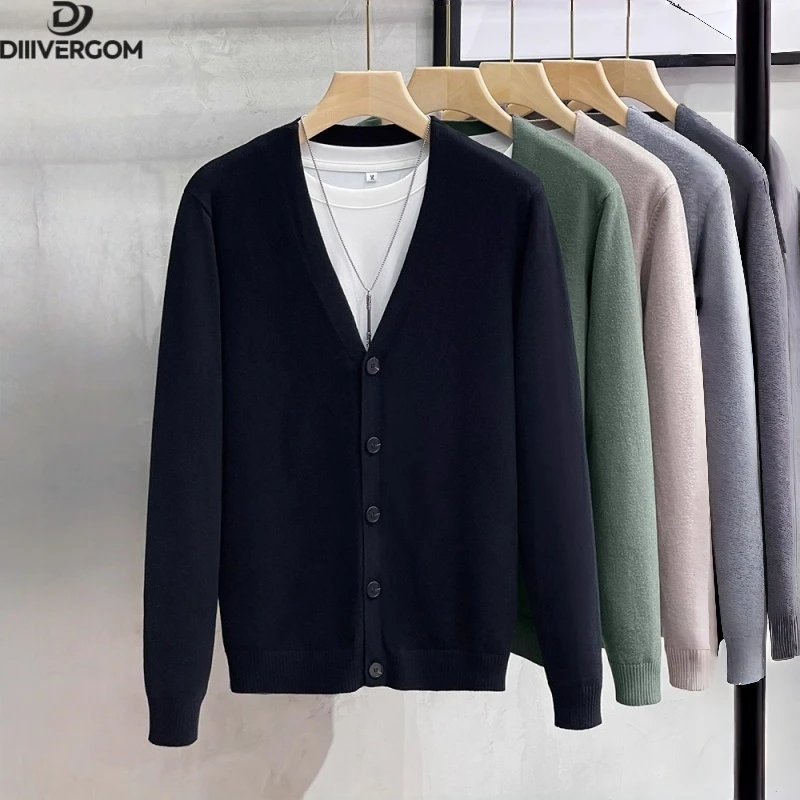 2025秋季新款男士针织衫开衫韩版潮流v领毛衣外套男外穿痞帅衣服