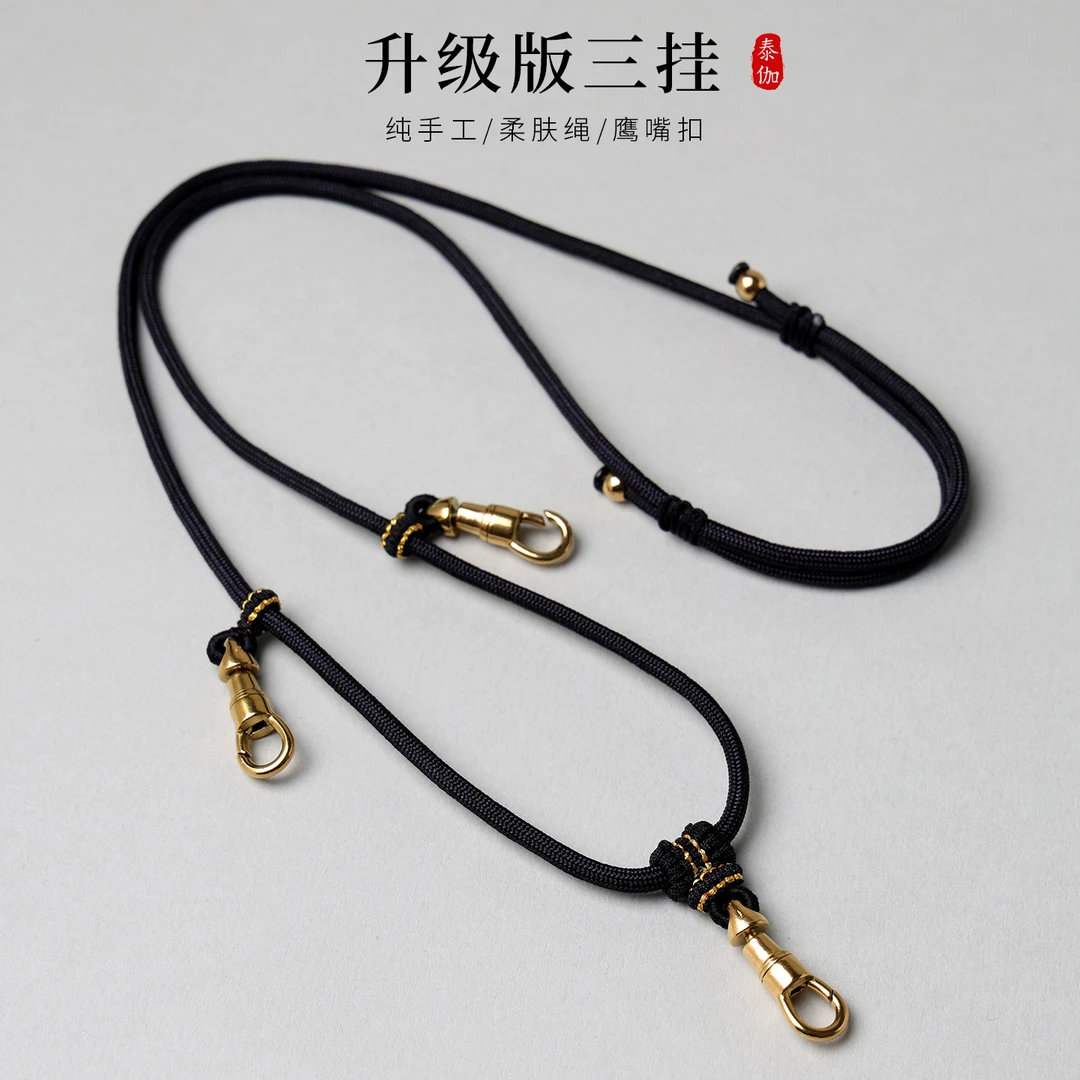 钛钢布艺吊坠 泰国原版工艺系佛牌绳手编唐卡挂绳旋转鹰嘴扣快拆