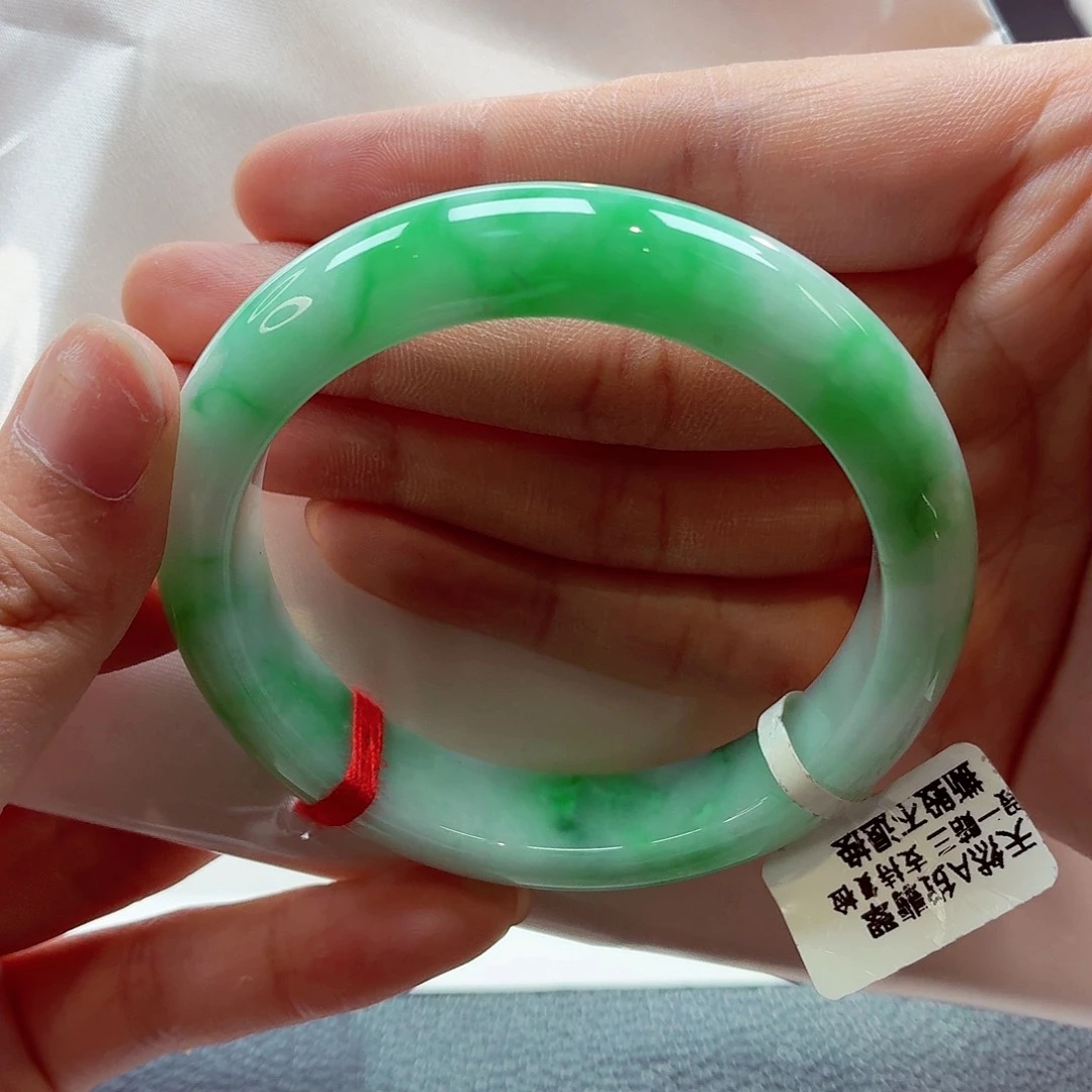 翡翠未镶嵌手镯55.7泥鳅背 白底青(27号)