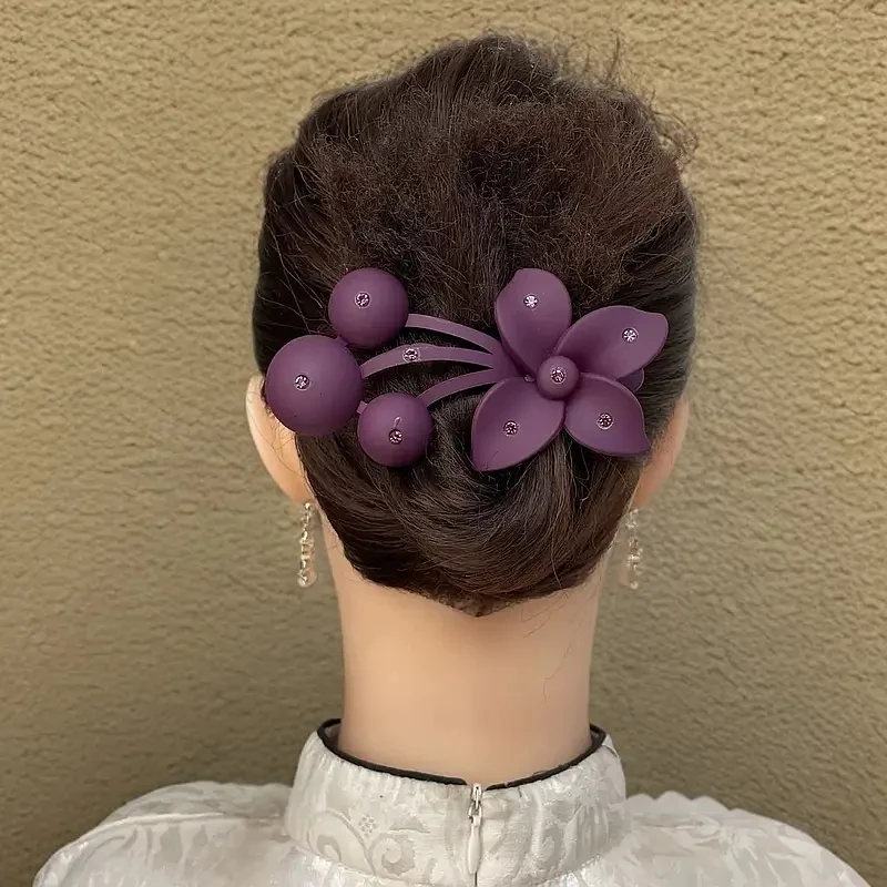 抢！【品质款】樱桃花朵头发夹子发卡子洋气抓夹女后脑勺盘发鸭嘴夹