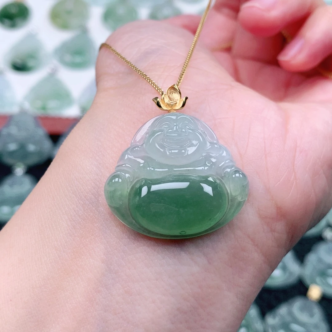 吊坠(不含链)18K金镶嵌翡翠