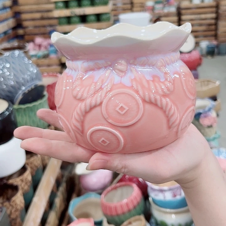 有孔.凑单10元陶瓷花盆发货！