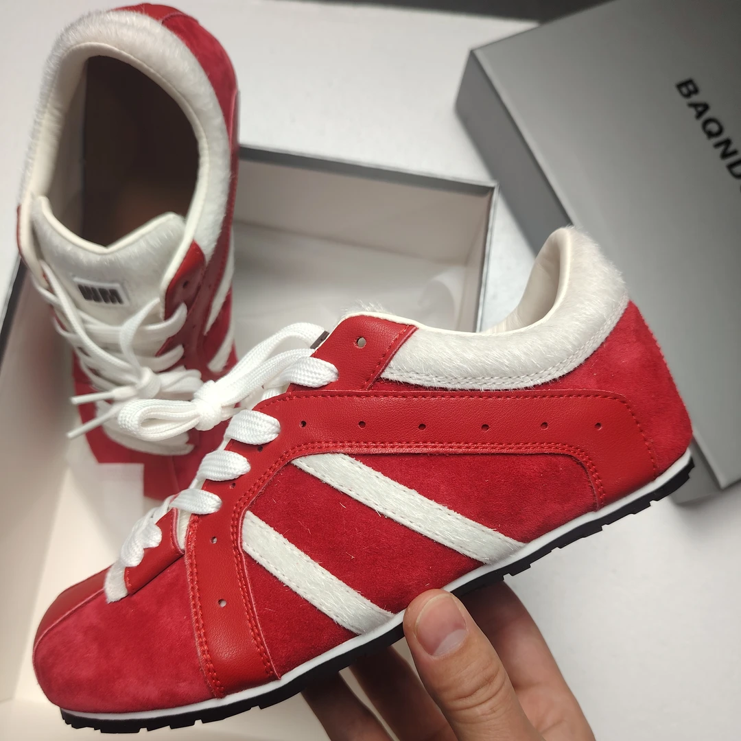 红色德训鞋女阿甘鞋赵露思同款2025爆款增高休闲真皮运动鞋单鞋潮