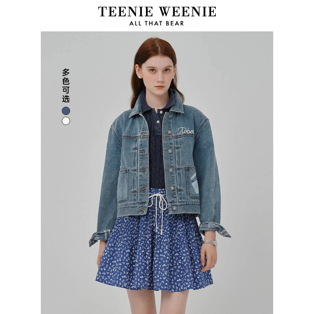 *TeenieWeenie小熊外套25水洗休闲复古撞色时尚牛仔衣TTJE256303N