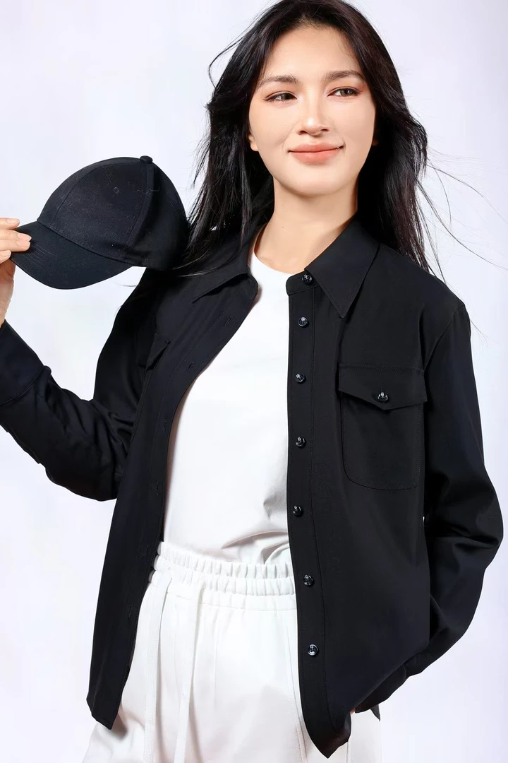 长袖衬衫短款梭织女士休闲透气春夏百搭