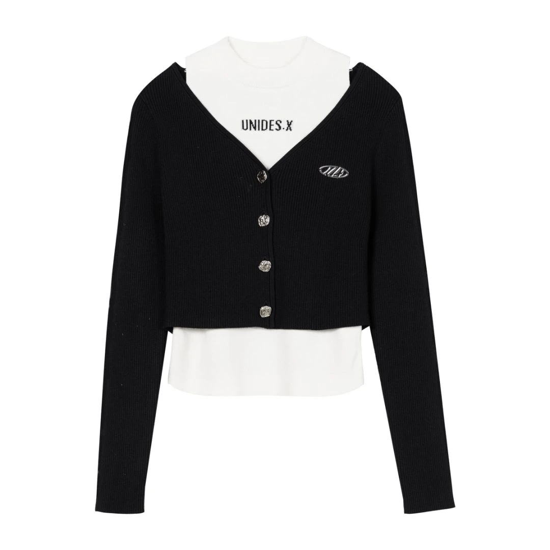 UX2025春新款长袖假两件毛衫